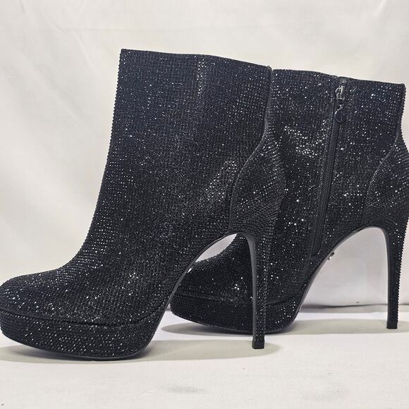 Thalia Sodi Women's Chiara Platform Dress Booties Size 10 Black Glitter   NWT - Picture 1 of 8